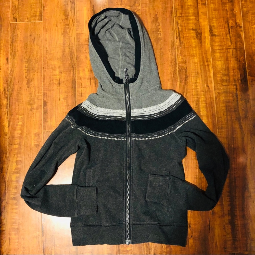 lululemon athletica Black and Gray Zip-Up Hooded Sweatshirt